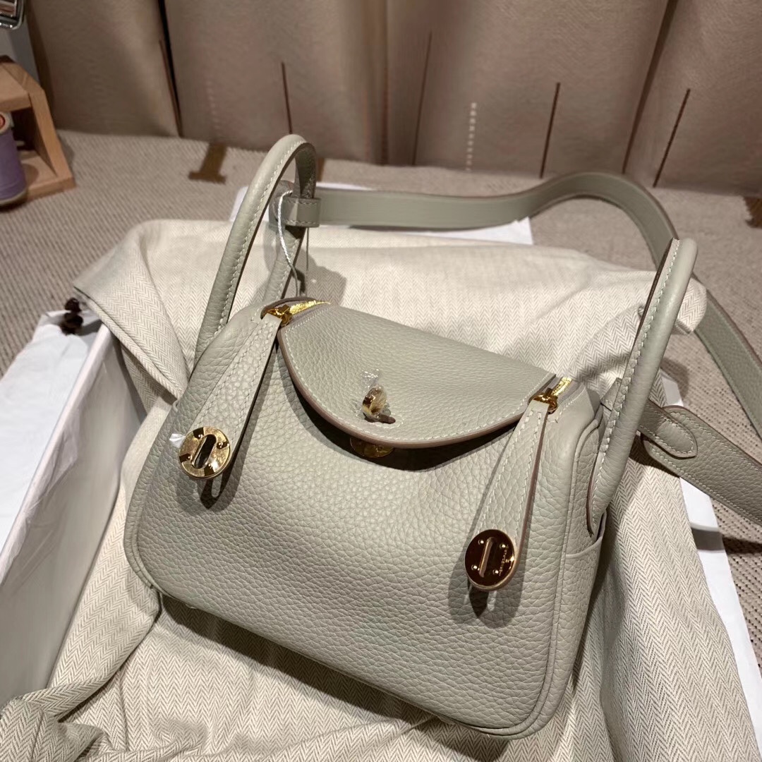 에르메스 미니 린디백19 나타 화이트 금장 끌레망스 가죽